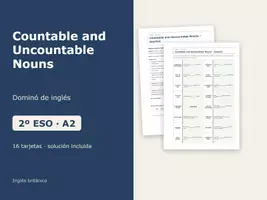 Vista previa - Juegos / Gamificación - Countable and Uncountable Nouns – Dominó de inglés 2º ESO - Portada