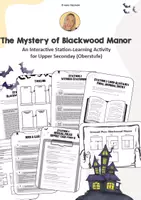 Vorschau - Arbeitsblätter - Halloween Englisch Sek II: The Mystery of Blackwood Manor – Stationenlernen zu Reading, Vocabulary & Grammar - Deckblatt