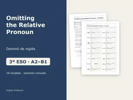 Vista previa - Juegos / Gamificación - Omitting the Relative Pronoun – Dominó de inglés 3º ESO - Portada