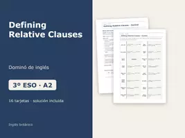 Vista previa - Juegos / Gamificación - Defining Relative Clauses – Dominó de inglés 3º ESO - Portada