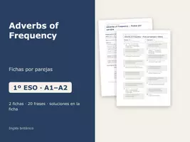 Vista previa - Hojas de trabajo - Adverbs of Frequency – Fichas por parejas de inglés 1º ESO - Portada