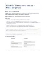 Vista previa - Hojas de trabajo - Questions and Negatives with Do – Fichas por parejas de inglés 1º ESO - página 1