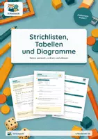 Vorschau - Unterrichtsreihen - Strichlisten, Tabellen und Diagramme – Klasse 2 – Übungsheft - Deckblatt