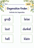 Vorschau - Arbeitsblätter - Gegensätze finden Klasse 1 – Lesegarten | Deutsch Klasse 1 | 10 Arbeitsblätter als PDF - Seite 1