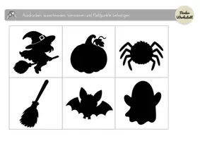 Vorschau - Arbeitsblätter - Halloween Materialpaket Englisch: Wort-Bild-Zuordnung, Schattenbilder & Klettaufgaben | Leseförderung - Seite 2