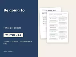 Vista previa - Hojas de trabajo - Be going to – Fichas por parejas de inglés 2º ESO - Portada