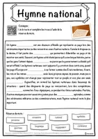 Aperçu - Inclusion - Hymne national – Fiche : texte à trous, compréhension orale et mots mêlés - Page 1