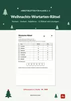 Vorschau - Arbeitsblätter - Weihnachts-Wortarten-Rätsel Nomen Verben Adjektive Kl. 2–3 - Deckblatt