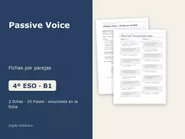 Vista previa - Hojas de trabajo - Passive Voice – Fichas por parejas de inglés 4º ESO - Portada