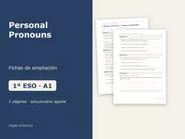 Vista previa - Hojas de trabajo - Personal Pronouns – Fichas de ampliación de inglés 1º ESO - Portada