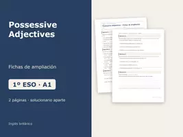 Vista previa - Hojas de trabajo - Possessive Adjectives – Fichas de ampliación de inglés 1º ESO - Portada