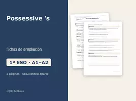 Vista previa - Hojas de trabajo - Possessive 's – Fichas de ampliación de inglés 1º ESO - Portada