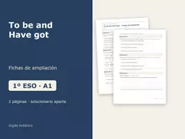 Vista previa - Hojas de trabajo - To be and Have got – Fichas de ampliación de inglés 1º ESO - Portada