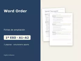 Vista previa - Hojas de trabajo - Word Order – Fichas de ampliación de inglés 1º ESO - Portada