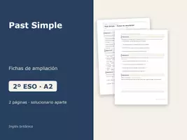 Vista previa - Hojas de trabajo - Past Simple – Fichas de ampliación de inglés 2º ESO - Portada