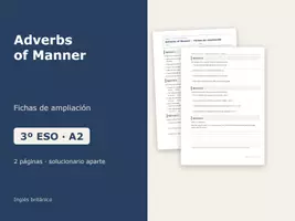 Vista previa - Hojas de trabajo - Adverbs of Manner – Fichas de ampliación de inglés 3º ESO - Portada
