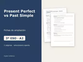 Vista previa - Hojas de trabajo - Present Perfect vs Past Simple – Fichas de ampliación de inglés 3º ESO - Portada