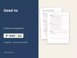 Vista previa - Hojas de trabajo - Used to – Fichas de ampliación de inglés 3º ESO - Portada
