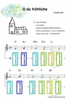 Vorschau - Arbeitsblätter - (A) O du fröhliche - Singen, Glockenspiel, Blockflöte / Kinderlieder - Spielend leichter Einstieg für Anfänger / Bunte Noten Rainbow A - Deckblatt