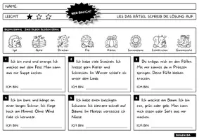 Vorschau - Arbeitsblätter - Herbsträtsel Grundschule Klasse 2 3 4 | 18 Wer-bin-ich-Rätsel in drei Stufen mit Lösung & eigenem Rätsel | Leserätsel für sinnentnehmendes Lesen - Seite 1