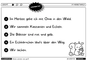 Vorschau - Arbeitsblätter - Laufdiktat Herbst Klasse 2 3 4 | Sechs Texte zu Kastanien, Drachen, Kürbissuppe & Igel mit Lernwörtern | Abschreibtexte und Partnerdiktat in drei Stufen - Seite 2