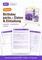 Vorschau - Arbeitsblätter - Birthday party – Daten & Einladung Klasse 5 - Deckblatt