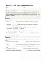 Vista previa - Hojas de trabajo - Articles (a, an, the) – Fichas de repaso de inglés 1º ESO - página 1