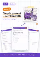 Vorschau - Arbeitsblätter - Simple present – Lernkontrolle (Klasse 5) - Deckblatt
