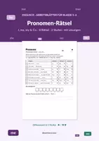 Vorschau - Arbeitsblätter - Pronomen Englisch (I, me, my) – Rätsel mit Lösungswort Kl. 5–6 - Deckblatt