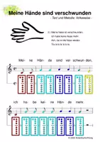 Vorschau - Arbeitsblätter - (A) Meine Hände sind verschwunden - Singen, Glockenspiel, Blockflöte / Kinderlieder - Spielend leichter Einstieg für Anfänger / Bunte Noten Rainbow A - Deckblatt
