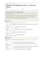 Vista previa - Hojas de trabajo - Questions and Negatives with Do – Fichas de repaso de inglés 1º ESO - página 1