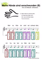 Vorschau - Arbeitsblätter - (B) Meine Hände sind verschwunden - Singen, Klangröhren, Glockenspiel, Blockflöte / Kinderlieder - Spielend leichter Einstieg für Anfänger / Bunte Noten Rainbow B - Deckblatt