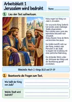 Vorschau - Arbeitsblätter - Hiskia betet um Hilfe | Religion Klasse 4 Arbeitsblätter | Evangelische Religionslehre | 10 Arbeitsblätter als PDF - Seite 1