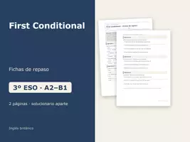 Vista previa - Hojas de trabajo - First Conditional – Fichas de repaso de inglés 3º ESO - Portada