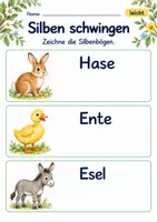 Vorschau - Arbeitsblätter - Silbenbögen zeichnen Klasse 1 – Tierfreunde | Deutsch Klasse 1 | 10 Arbeitsblätter als PDF - Seite 1