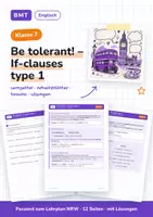 Vorschau - Arbeitsblätter - Be tolerant! – If-clauses type 1 Klasse 7 - Deckblatt