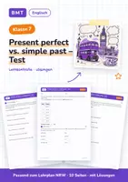 Vorschau - Arbeitsblätter - Present perfect vs. simple past – Test Klasse 7 - Deckblatt