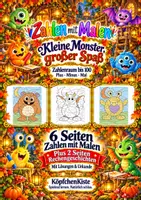 Vorschau - Arbeitsblätter - Zahlen mit Malen Halloween Kleine Monster – großer Spaß Rechenbilder & Rechengeschichten Zahlenraum bis 100 lösung - Deckblatt