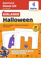 Vorschau - Mal- und Bastelvorlagen - Halloween Girlande | Wimpel zum Ausmalen | 3 Wimpelarten | LRS | Klasse 5–6 - Deckblatt