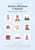 Vorschau - Arbeitsblätter - DaZ Winter & Advent: 38 Bildkarten & 12 Verbkarten - Deckblatt