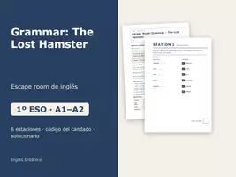 Vista previa - Juegos / Gamificación - Grammar: The Lost Hamster – Escape room de inglés 1º ESO - Portada