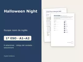 Vista previa - Juegos / Gamificación - Halloween Night – Escape room de inglés 1º ESO - Portada