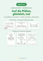 Vorschau - Mal- und Bastelvorlagen - Gratis: Ausmalbilder Auf die Plätze, glücklich, los! - Deckblatt