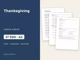 Vista previa - Hojas de trabajo - Thanksgiving – Lectura cultural de inglés 2º ESO - Portada