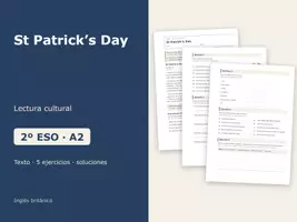 Vista previa - Hojas de trabajo - St Patrick’s Day – Lectura cultural de inglés 2º ESO - Portada