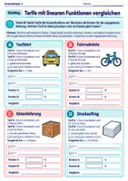 Vorschau - Arbeitsblätter - Tarife mit linearen Funktionen vergleichen | Mathematik Klasse 8 Gymnasium | 10 Arbeitsblätter mit Lösungen als PDF - Seite 1