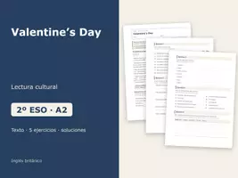 Vista previa - Hojas de trabajo - Valentine’s Day – Lectura cultural de inglés 2º ESO - Portada