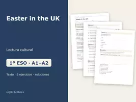 Vista previa - Hojas de trabajo - Easter in the UK – Lectura cultural de inglés 1º ESO - Portada