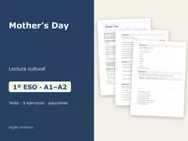 Vista previa - Hojas de trabajo - Mother’s Day – Lectura cultural de inglés 1º ESO - Portada