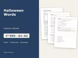Vista previa - Hojas de trabajo - Halloween Words – Lectura cultural de inglés 1º ESO - Portada